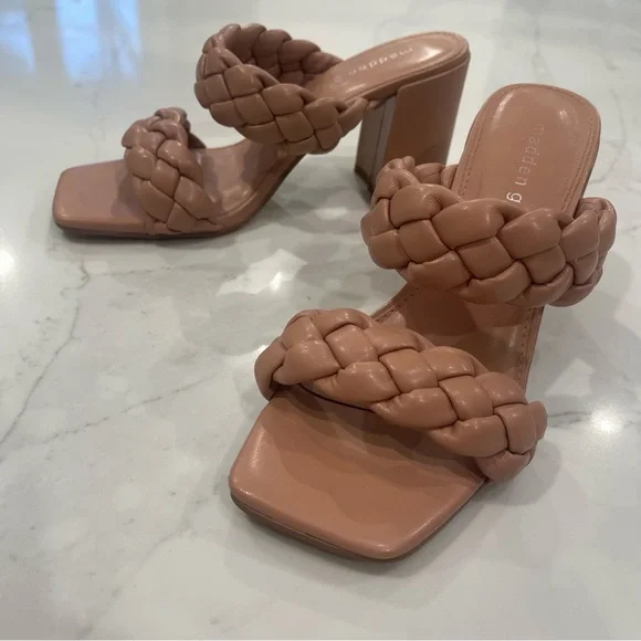Madden Girl tan braided strappy block heels - Picture 4 of 16